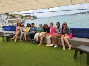 Small group cruising the Bosphorus in Istanbul